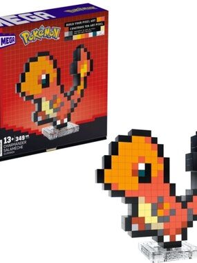MEGA BLOKS POKEMON Charmander Pixel Art Action Figure (HTH76)349 pcs  Brand New